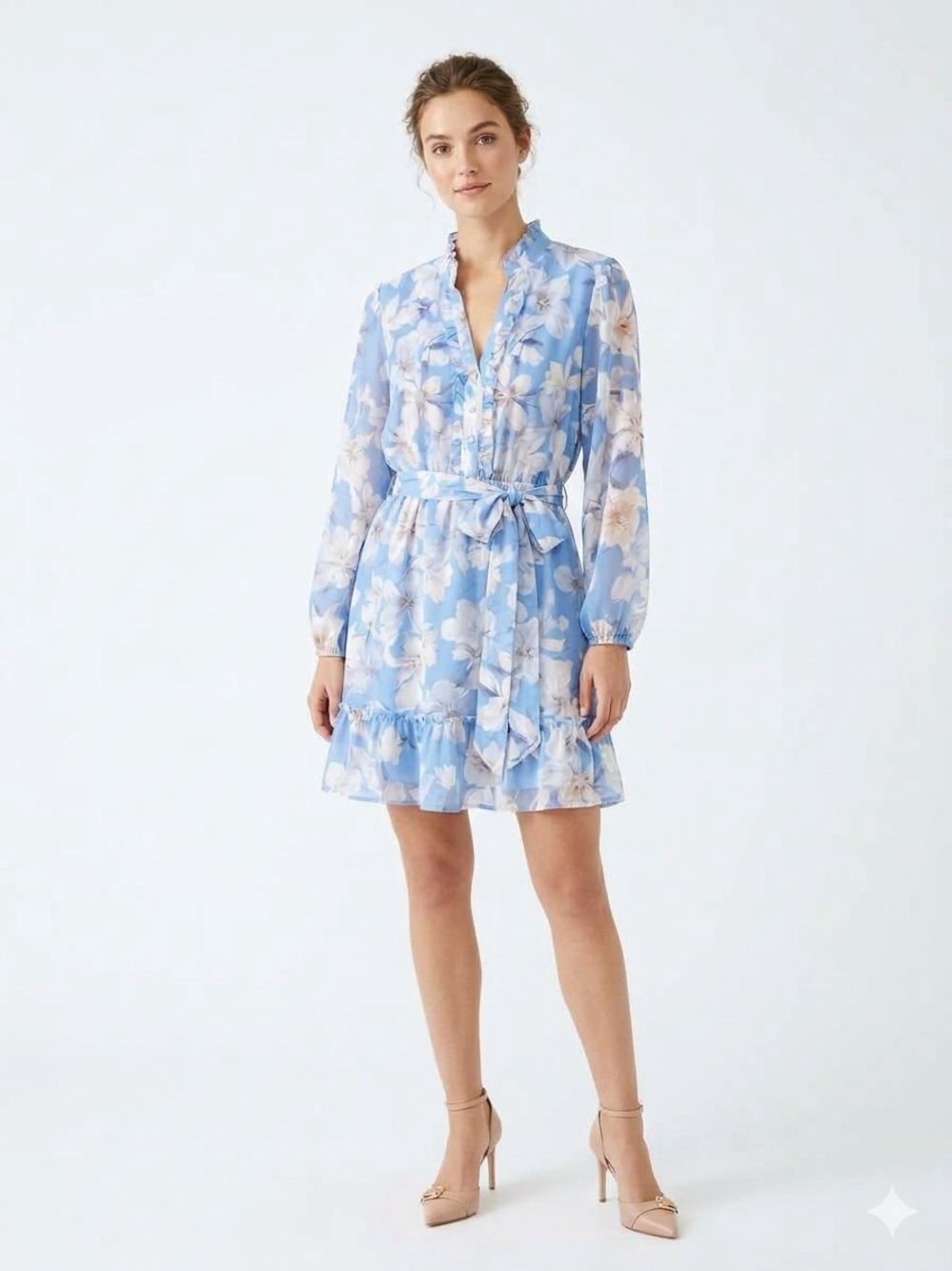 Joie Floral Tie-Waist Ruffle Hem Dress size XL